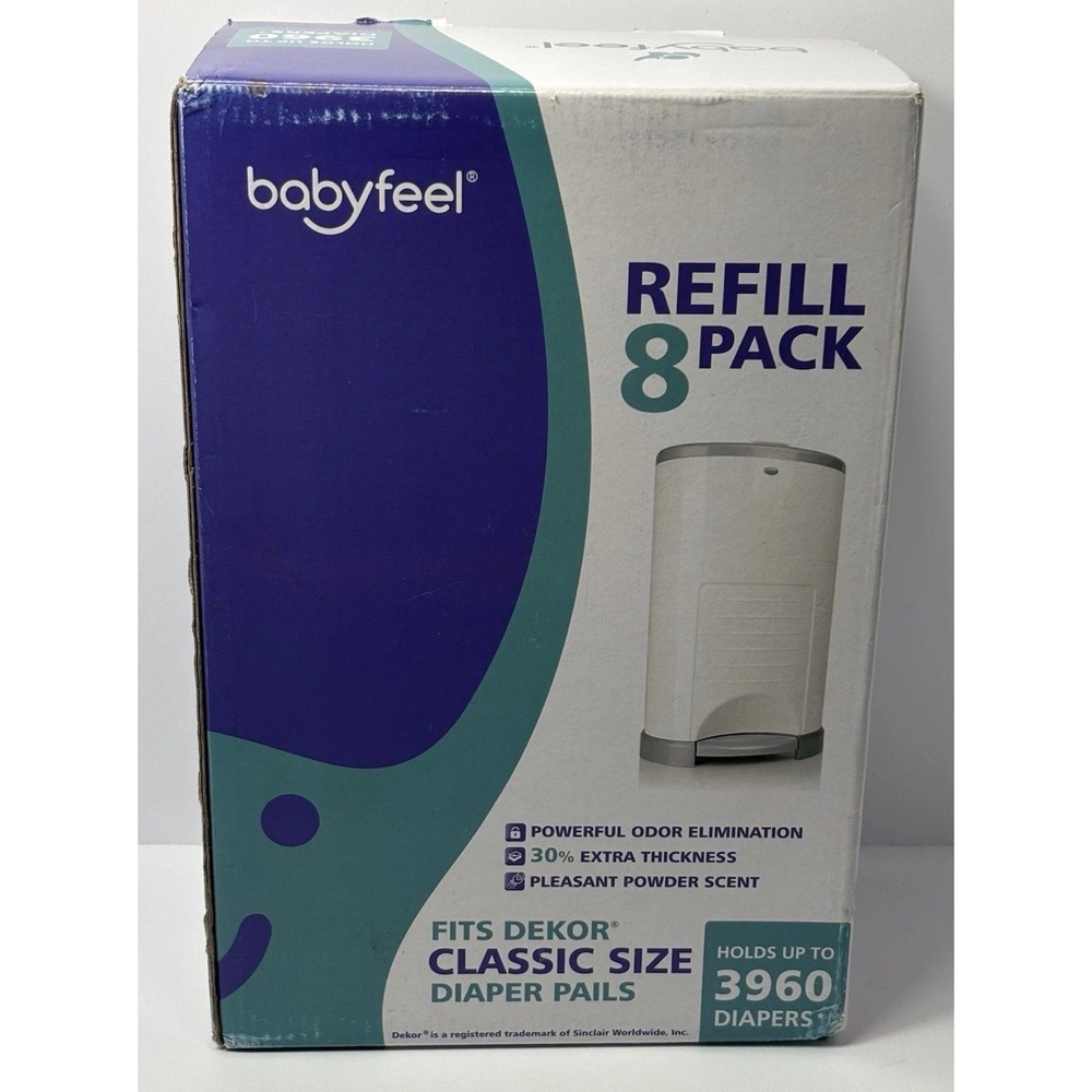 Babyfeel Refill 8 Pack Compatible w/DEKOR CLASSIC Size Diaper Pails Holds 3960